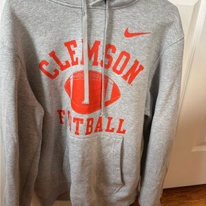 Nike Gray Hoodie with Red Clemson Football Design